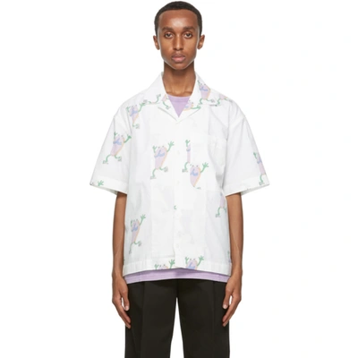 Shop Jacquemus White Flip Flop Print 'la Chemise Jean' Short Sleeve Shirt In White Flipf