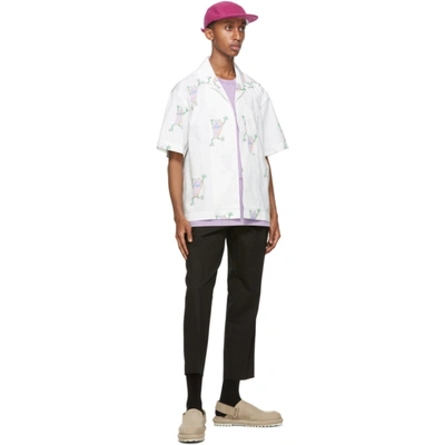 Shop Jacquemus White Flip Flop Print 'la Chemise Jean' Short Sleeve Shirt In White Flipf