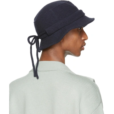 Shop Jacquemus Navy Wool Le Bob Bucket Hat In Dark Navy
