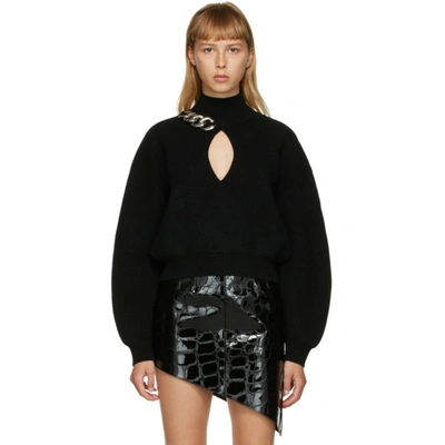 Shop Alexander Wang Black Chain-link Keyhole Sweater In 001 Black