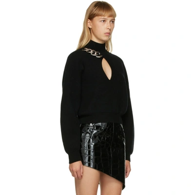 Shop Alexander Wang Black Chain-link Keyhole Sweater In 001 Black