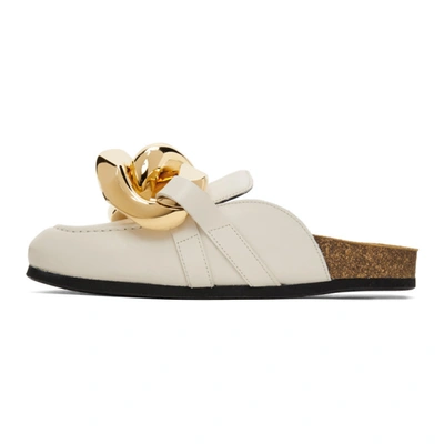 Shop Jw Anderson Off-white Nappa Curb Chain Slippers In 101 Bianco