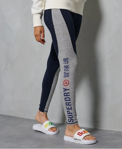 Shop Superdry Women's Sportstyle Leggings Light Grey / Deep Navy/grey Grindle - Size: 8