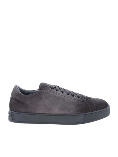Shop Santoni Vintage Effect Suede Sneakers In Grey