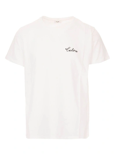Shop Celine White T-shirt With  Embroidery