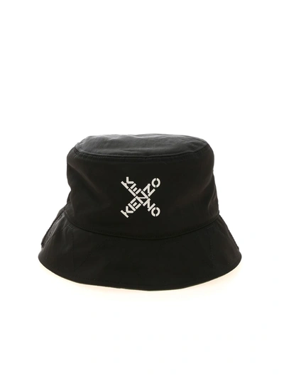 Shop Kenzo Double Face Bucket Hat In Black And Green