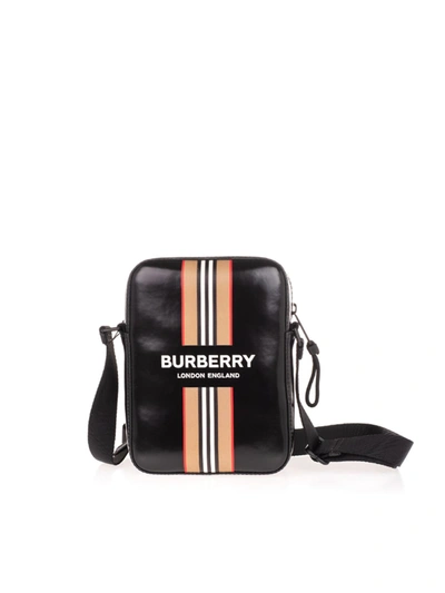 Shop Burberry Shoulder Bag In Black With Logo Print