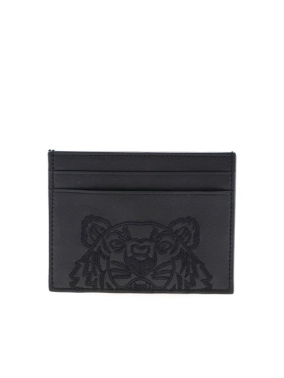 Shop Kenzo Tiger Embroidery Card Holder In Black