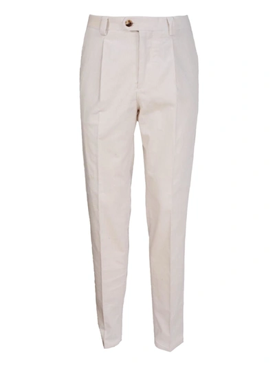 Shop Brunello Cucinelli Velvet Pleated Pants In White