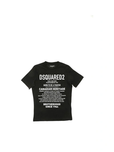 Shop Dsquared2 Maxi White Logo Print T-shirt In Black
