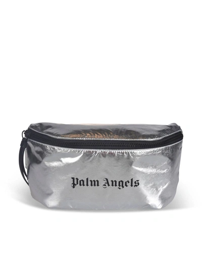 Shop Palm Angels Belt Bag With Logo Print In Silver Color