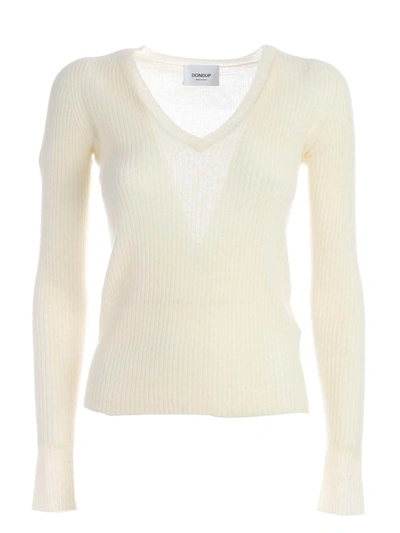 Shop Dondup Wool And Cashmere Sweater In Cream Color