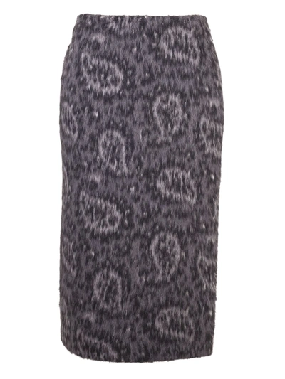 Shop Fendi Paisley Pattern Skirt In Grey