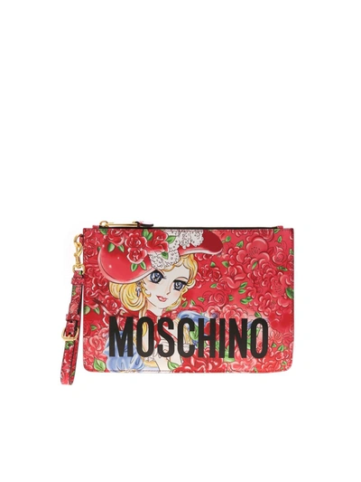 Shop Moschino Marie Antoinette Anime Clutch In Red