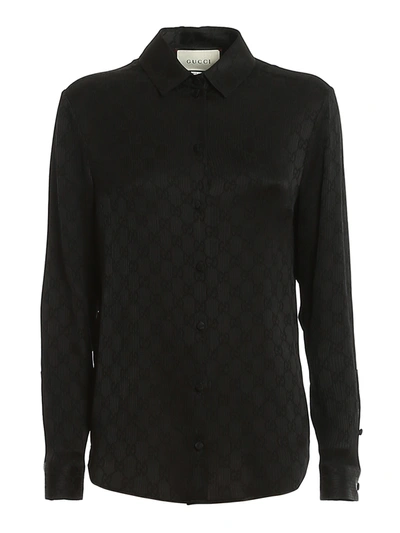 Shop Gucci Crepe Shirt In Black