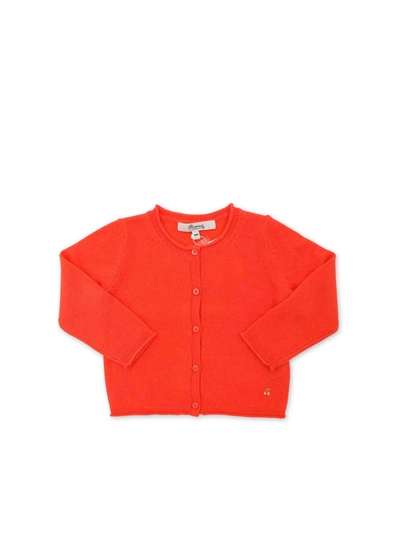 Shop Bonpoint Cashmere Cardigan In Coral Color In Red