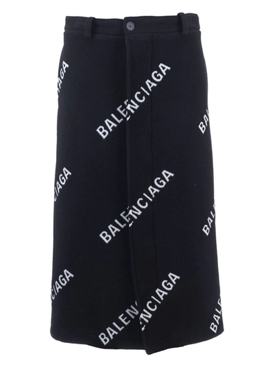 Shop Balenciaga Allover Logo Skirt In Black