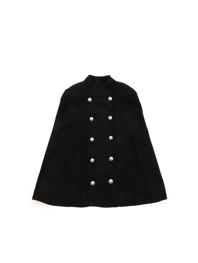 Shop Balmain Double-breasted Cape In Black