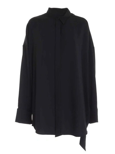 Shop Balenciaga Tuxedo Scarf Shirt In Black