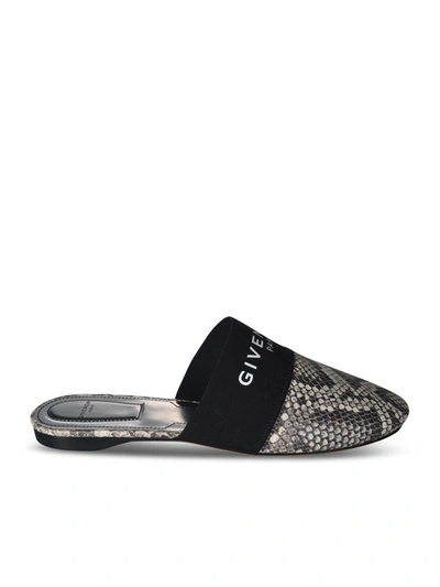 Shop Givenchy Bedford Mules With Reptile Print In Grey
