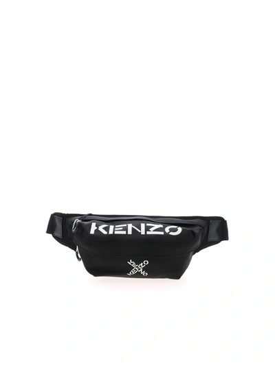 Shop Kenzo White Logo Belt Bag In Black
