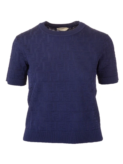 Shop Fendi Ff Sweater In Blue