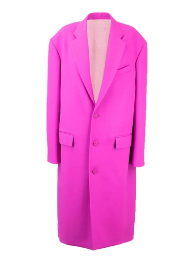 Shop Balenciaga Boxy Coat In Shocking Pink