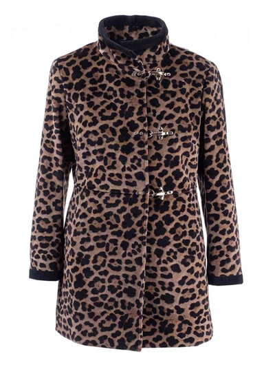 Shop Fay Virginia Leopard Patterned Coat In Animal Print