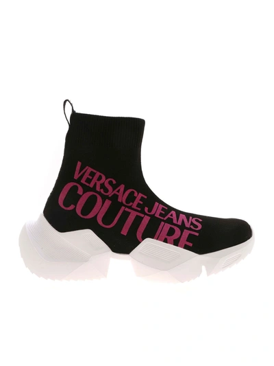Shop Versace Jeans Couture Logo Sneakers In Black