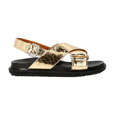 Shop Marni Fussbett Sandals In Gold Sand