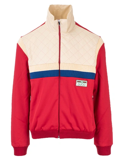 Shop Gucci Jacket In Technical Jersey In Red And Beige