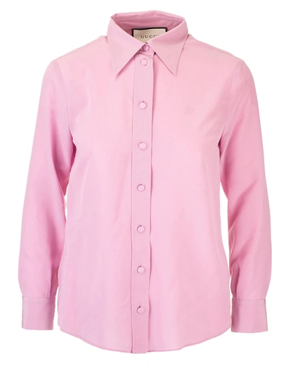 Shop Gucci Silk Crepe De Chine Shirt In Pink