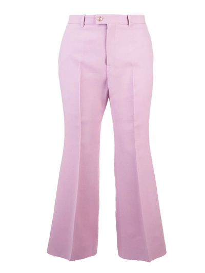 Shop Gucci Cropped Flare Pants In Pastel Pink