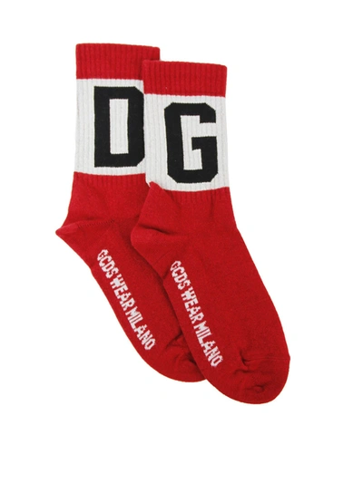 Shop Gcds White Band Socks In Red