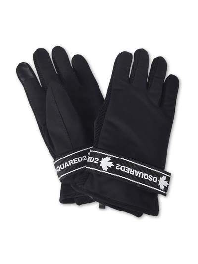 Shop Dsquared2 Gloves With Branded Velcro Strap In Black