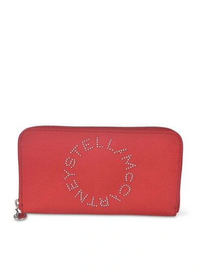 Shop Stella Mccartney Rhinestone Logo Wallet In Red