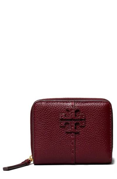 Shop Tory Burch Mcgraw Bifold Leather Wallet In Claret