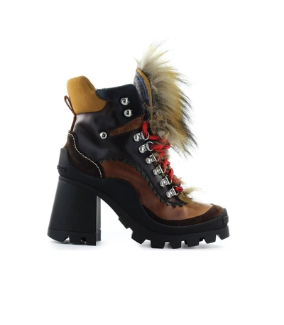 Shop Dsquared2 Queen Peak Brown Heleed Ankle Boot In Cammello