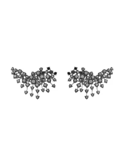 Shop Hueb Women's Luminus 18k White Gold & Black Diamond Earrings