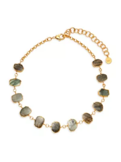 Shop Nest Women's 22k Goldplated & Labradorite Bezel-set Collar Necklace In Grey