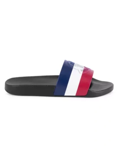 Shop Moncler Basile Stripe Logo-embossed Sandals In Black