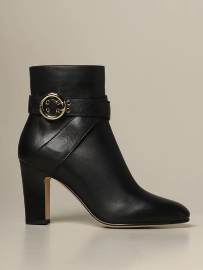 Shop Jimmy Choo Leather Ankle Boots With Buckle In Black