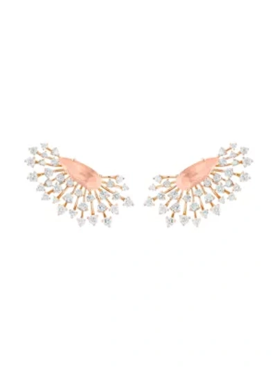 Shop Hueb Luminus 18k Rose Gold, Diamond & Rose Quartz Earrings