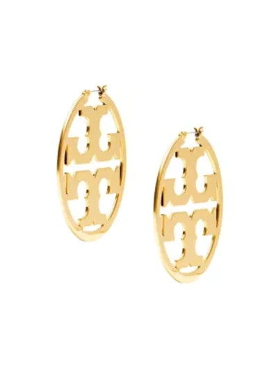 Shop Tory Burch Women's Goldtone Double T Hoop Earrings