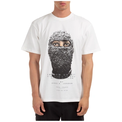 Shop Ih Nom Uh Nit Men's Short Sleeve T-shirt Crew Neckline Jumper Black Mask In White