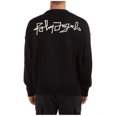 Shop Palm Angels Men's Crew Neck Neckline Jumper Sweater Pullover Desert Logo In Black