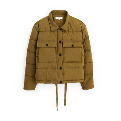 Shop Alex Mill Quilted Cropped Jacket In Olive Green
