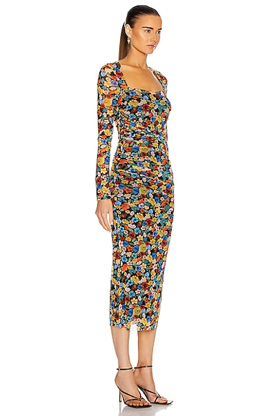 Shop Ganni Printed Mesh Dress In Multicolour