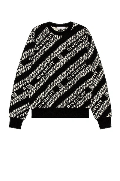 Shop Givenchy Chain Crew Neck Sweater In Black & White