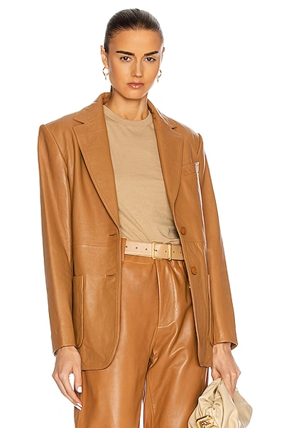 Shop Alberta Ferretti Leather Blazer In Brown